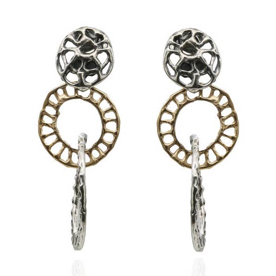 Øreringe med dobbelte vedhæng i sølv 925 og bronze - ORA022 for engroshandel hos Mandile Gioielli