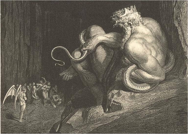 Found Image Press - Wholesale Stationery/Notecard Set - Greeting Card DM-10 Devil Watching Arrivals in Hell0