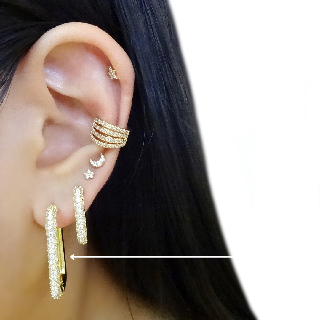 KIKICHIC - Wholesale Hoop Earrings - Large CZ Rectangle Hoop Earrings4