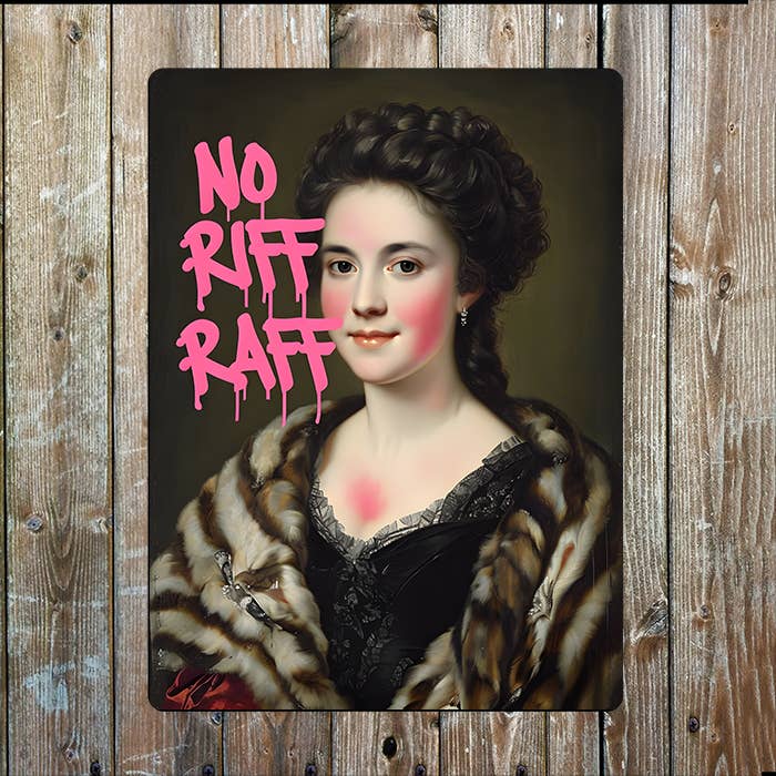 The British Metal Signs Company - Wholesale Sign - No Riff Raff Pink Graffiti Painting Metal Sign Plaque0