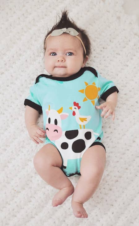 Doodle Pants – wholesale Bodysuit (non-footed) – Baby – Cow Bodysuit - Western Toddler and Baby Clothing