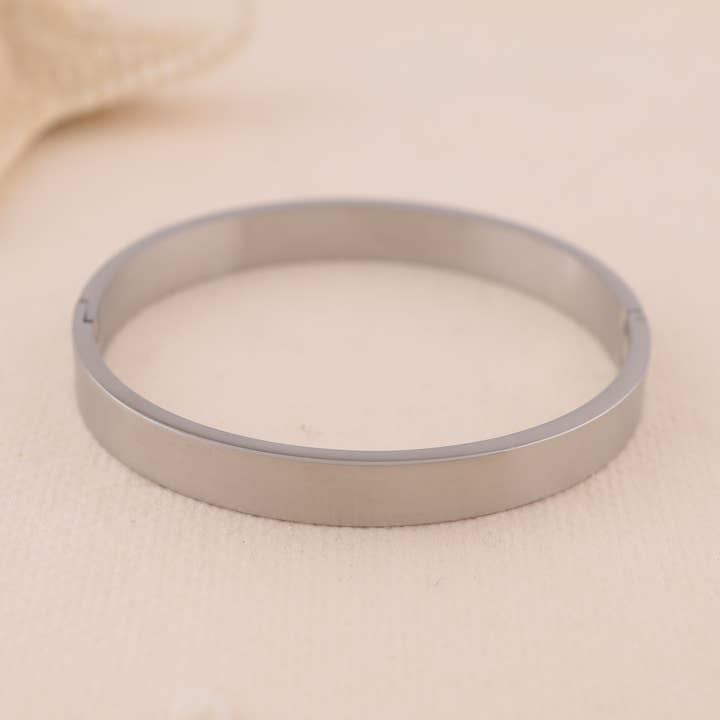 Bracciale rigido semi spesso argentato chiuso con bordo quadrato per la vendita all'ingrosso da parte di joya