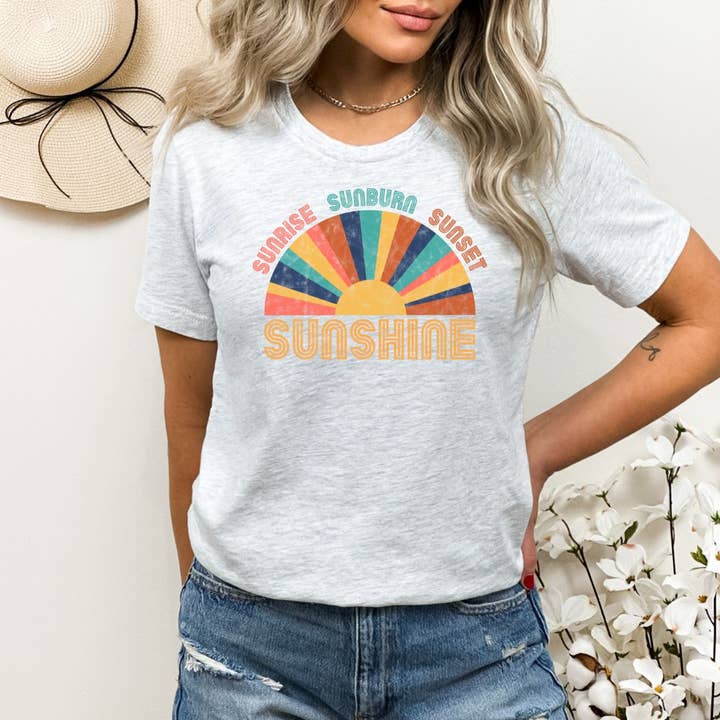 Sunrise and Sunshine Ash Tee for wholesale by Simply Tees
