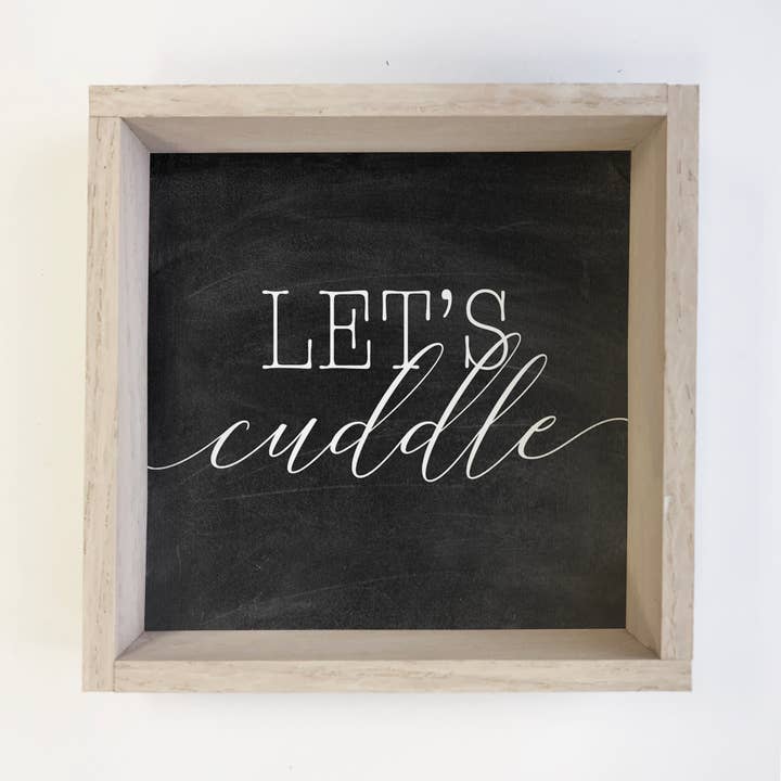Let's Cuddle Canvas Small Decor with Whitewash Frame for wholesale by Hangout Home