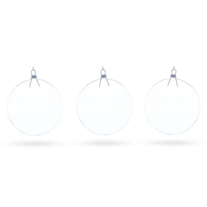 BestPysanky - Wholesale Ornament set - Set of 3 Flat Disc Clear Glass Ornaments 5.4 Inches (140 mm)