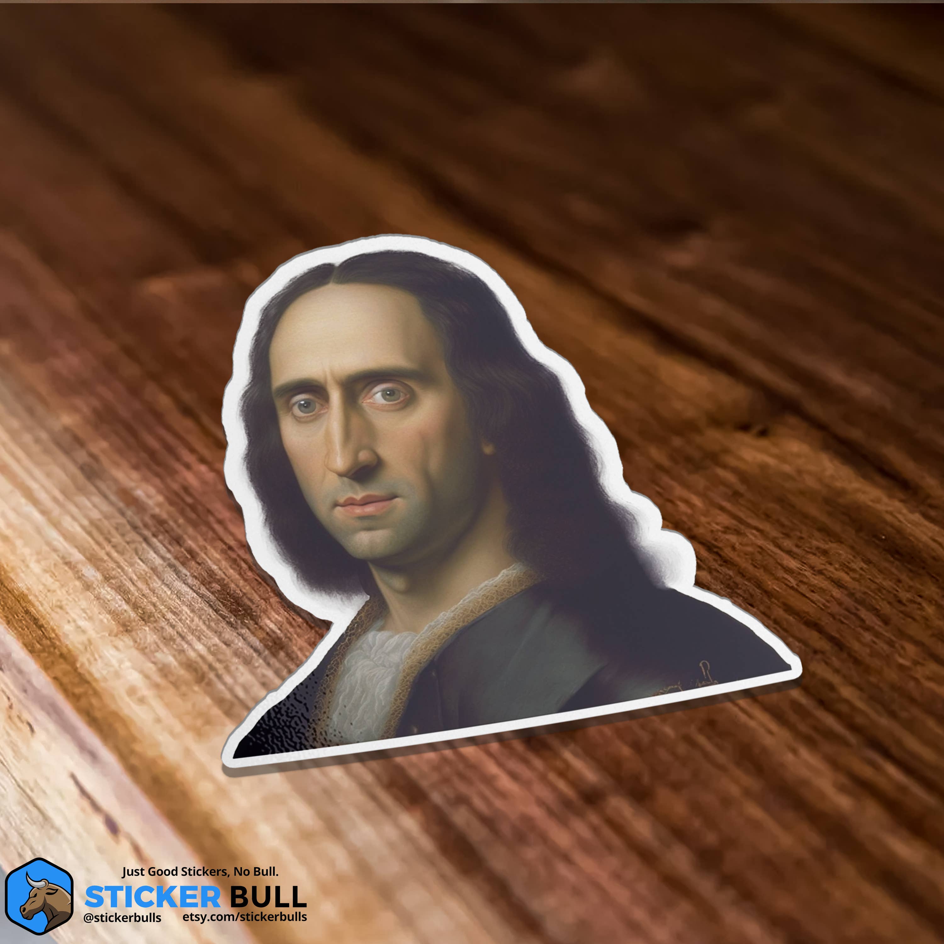 Sticker Bull – Engroshandel Klistermærke – Mona Lisa Nicolas Cage „Mona Cage“ Meme klistermærke, vandtæt1