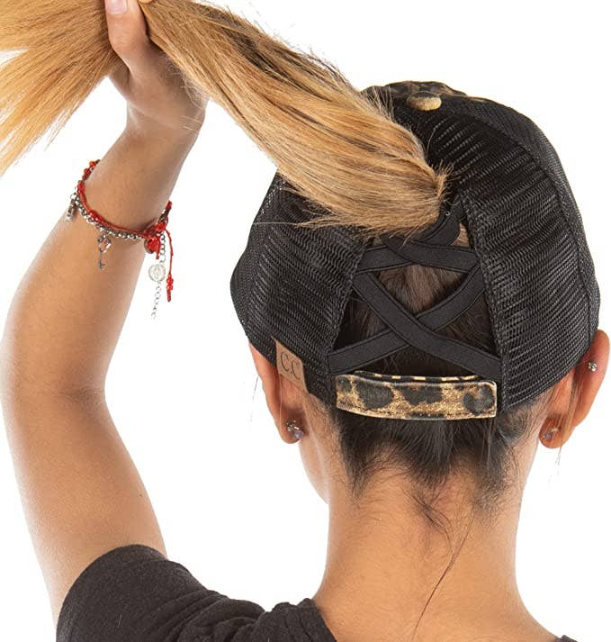 Funky Junque – Engroshandel Baseballkasket - Dame – Kryds & Tværs Ponycap - Leopard1