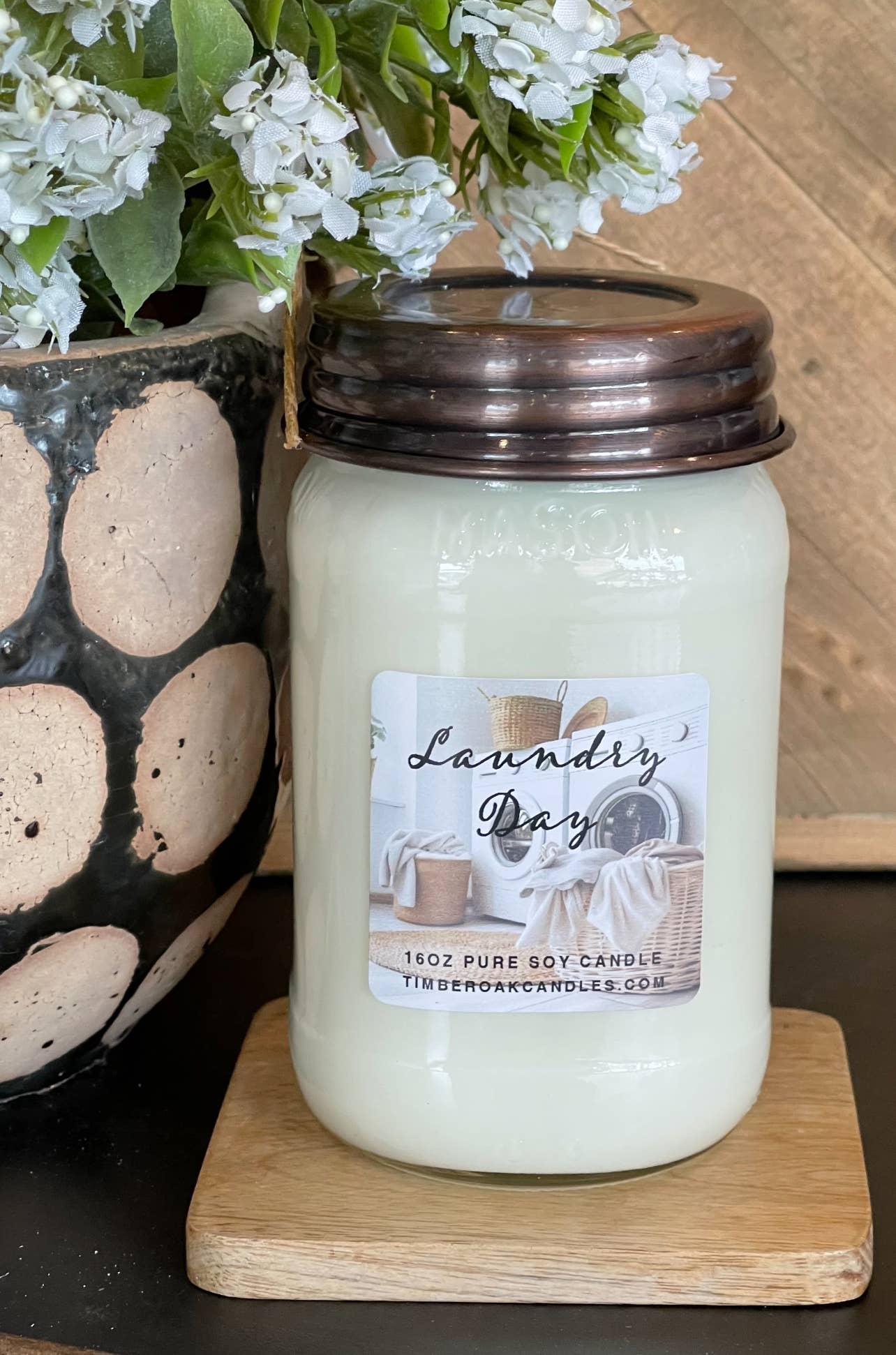 Timber Oak Candles - Vente Bougie en bocal - Laundry Day || Bougie Mason au soja 16 oz1