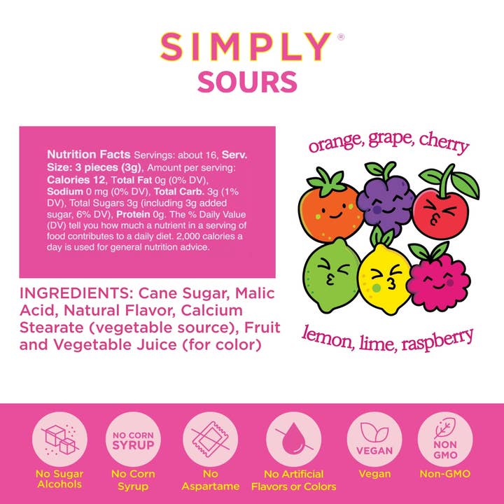 Simply Gum - Wholesale Hard Candy - Simply Sours - Fruit Punch 1.8oz2