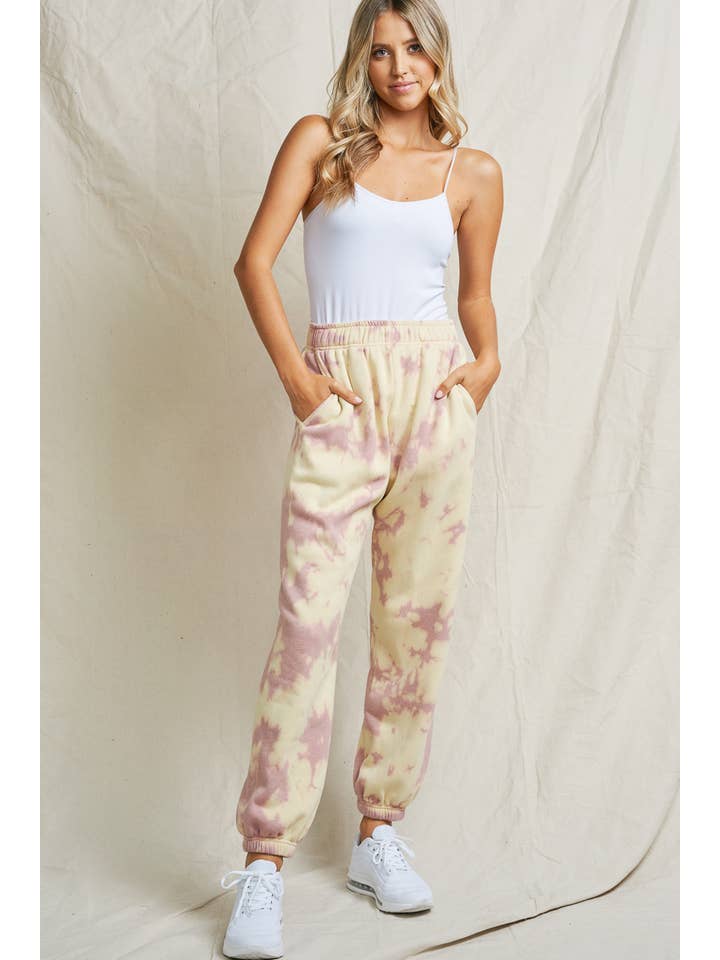 lalamia - Wholesale Lounge Sweatpants/Joggers - Women's - MPT28065C-TD-CAMEODUST/YELLOW