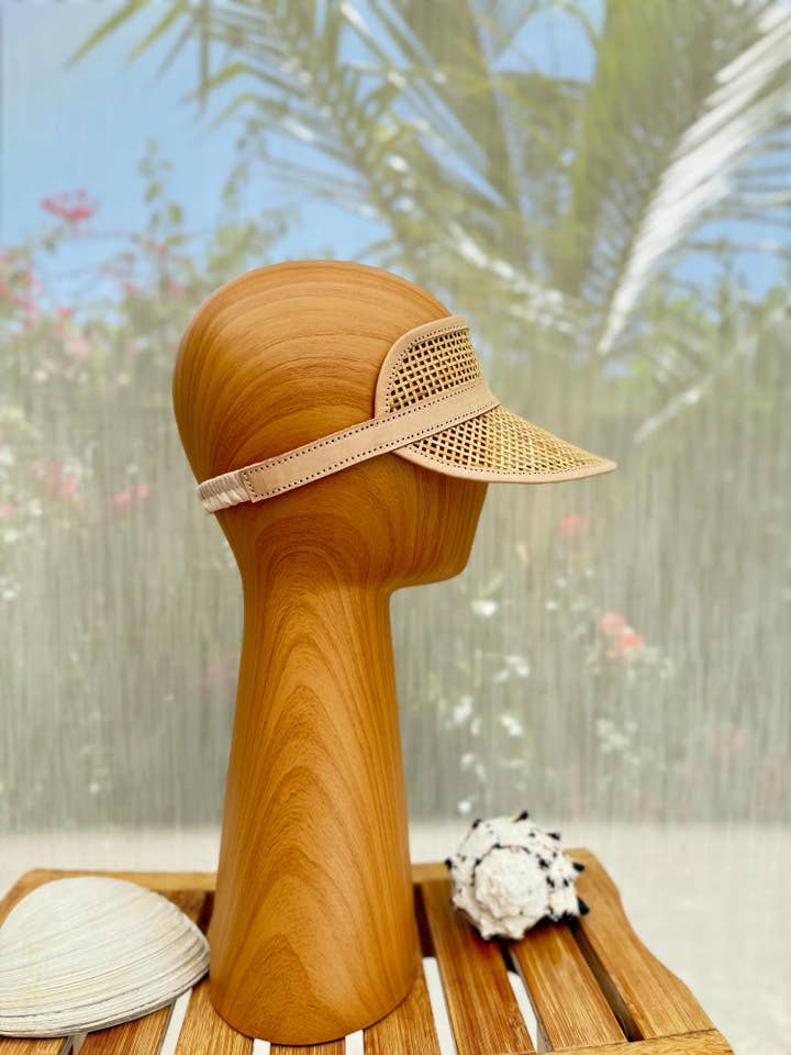 Webbing Sunset Palm Visier | Handgewebter natürlicher Sonnenhut für den Großhandel von Crafts Love Dreams