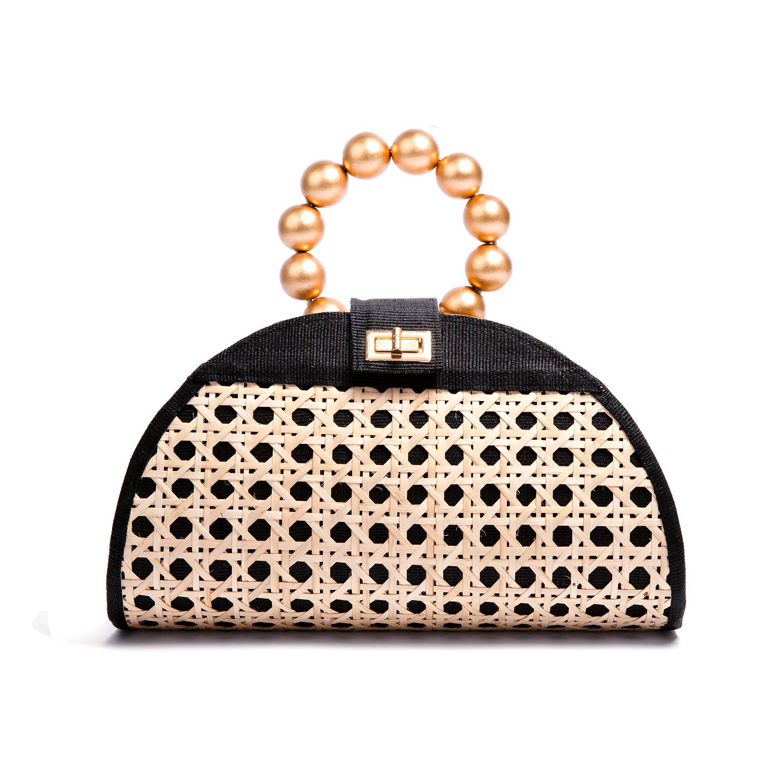 Soli & Sun - Wholesale Top Handle Bag - Women's - Beach Black & Gold  Bag | Natural Woven Style | Resort Style1