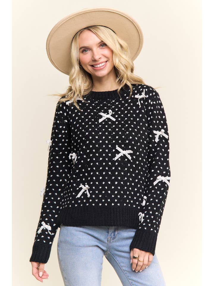 Madelyn - Wholesale Knit Sweater - Women's - LESW4122- KNIT SWEATER WITH BOW ACCENTS9