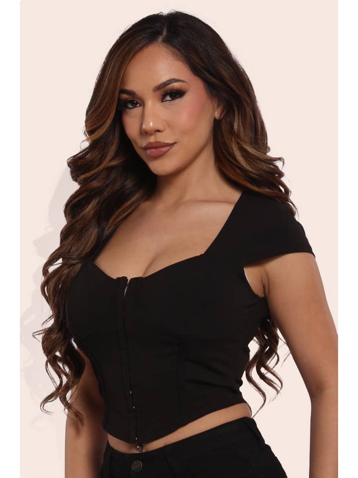 REDFINCH APPAREL INC - Wholesale Corset - Women's - Womens Hook and Eye Corset Crop Top