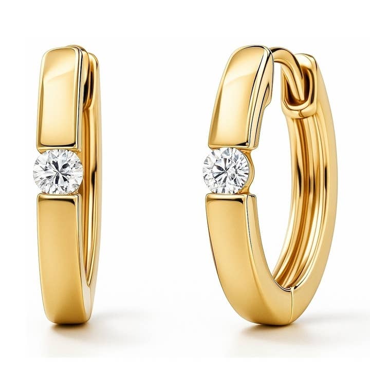 BERRICLE Sterling Silver Solitaire CZ Small Hoop Earrings for wholesale by BERRICLE