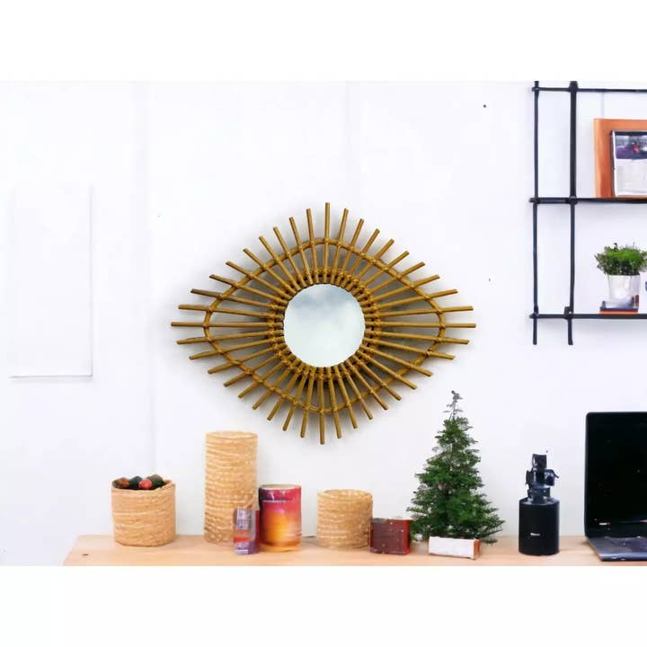 B A O B A B - Maison - Wholesale Wall Mirror - Vintage Diamond Rattan Mirror MATAI2