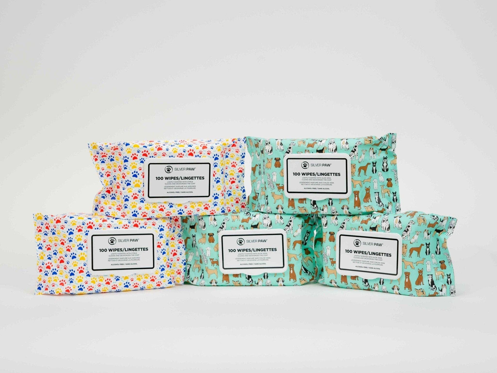 Multi 5-Pack Scented Dog Wipes – 500 Total with Aloe Vera & Citrus for Odor Control & Paw Cleaning for wholesale on Faire0