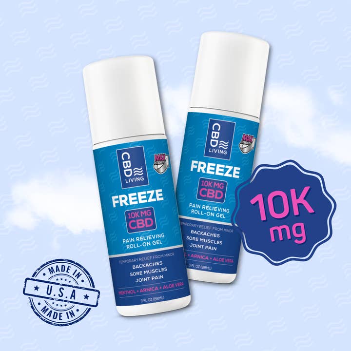 10,000 mg CBD Freeze Roll On Topical - Muscle Pain Relief for wholesale by CBD Living