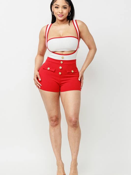 Conjunto de pantalones cortos con detalle de botones para venta al por mayor de Belita Collection