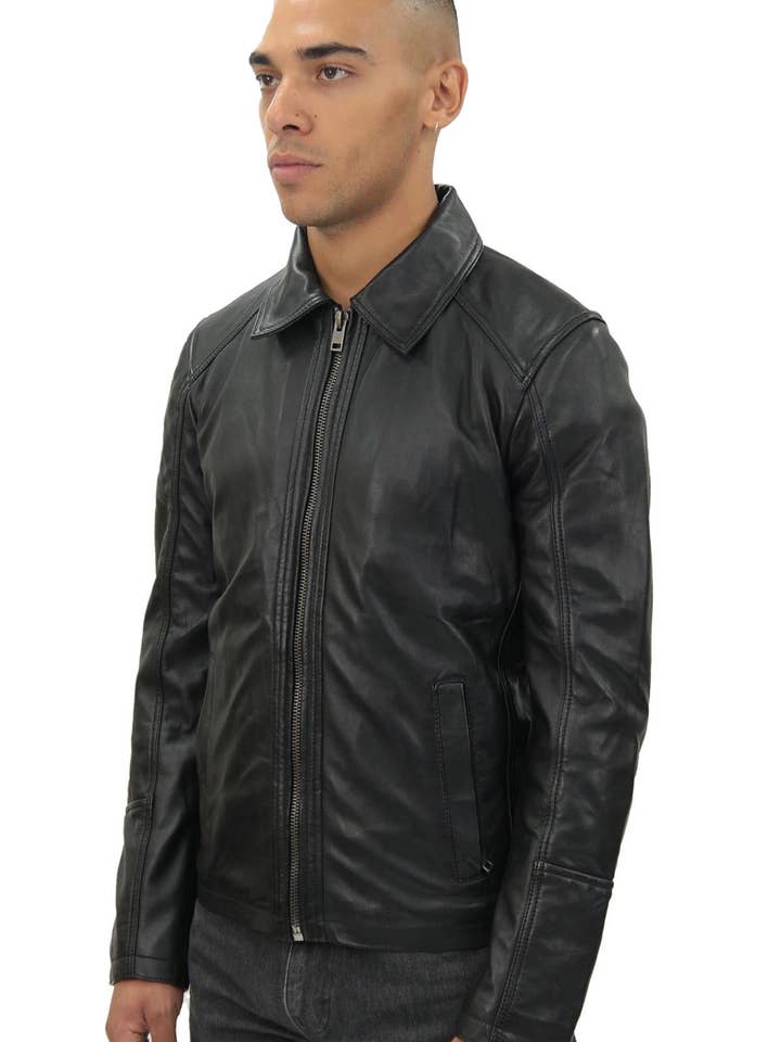 Infinity Leather (Upperclass Fashions Ltd) - Wholesale Leather Jacket - Men's - Mens Smart Classic Harrington Leather Jacket-New York