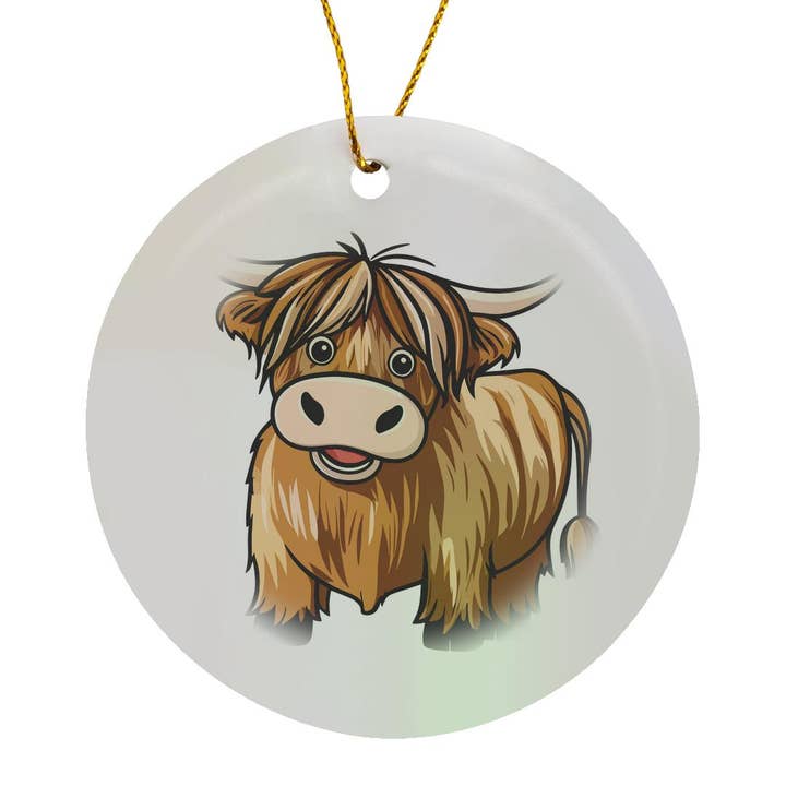 3dRose - Wholesale Ornament - 3dRose, Cute Highland Cow Cartoon, Ornament