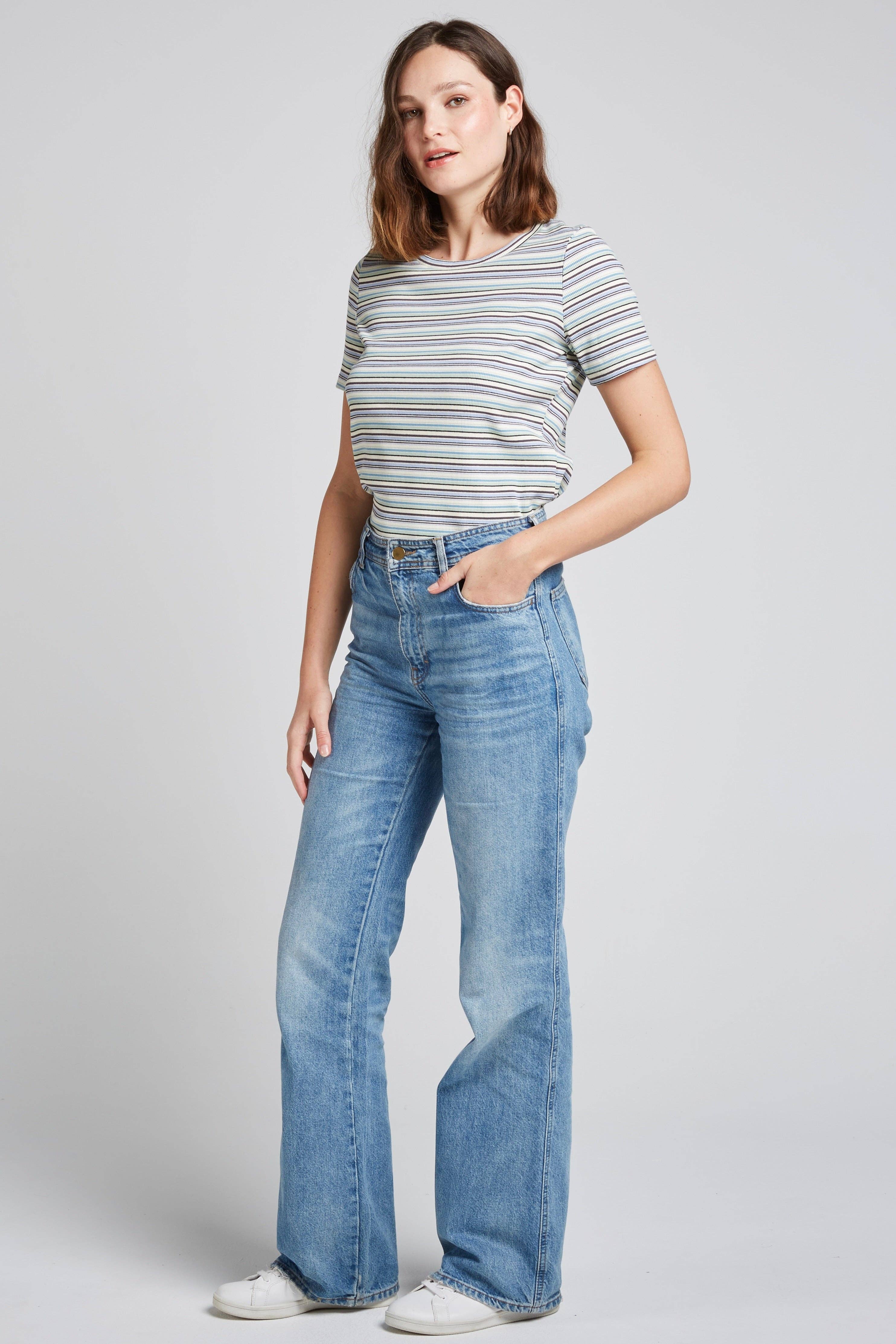Andy & Lucy – wholesale T-shirt – women's – THEO - Pastel striped T-shirt4