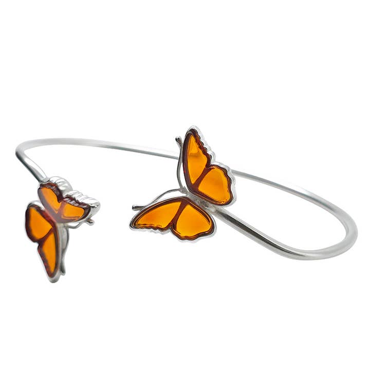 Amber Sterling Silver Butterfly Cuff Bracelet for wholesale by Amberman