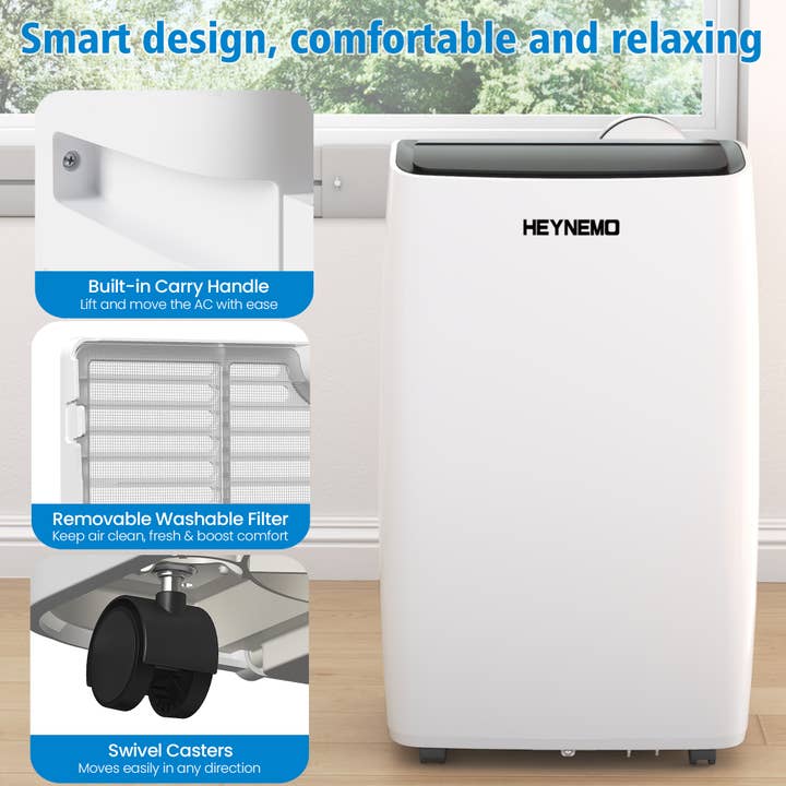 Heynemo - Wholesale Bedroom Furniture - 14,000 BTU 3-in-1 Portable Air Conditioner with Heat4