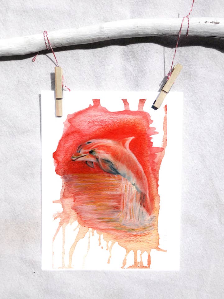 Ocean Dolphin Art Print for wholesale by Lindsey Munson