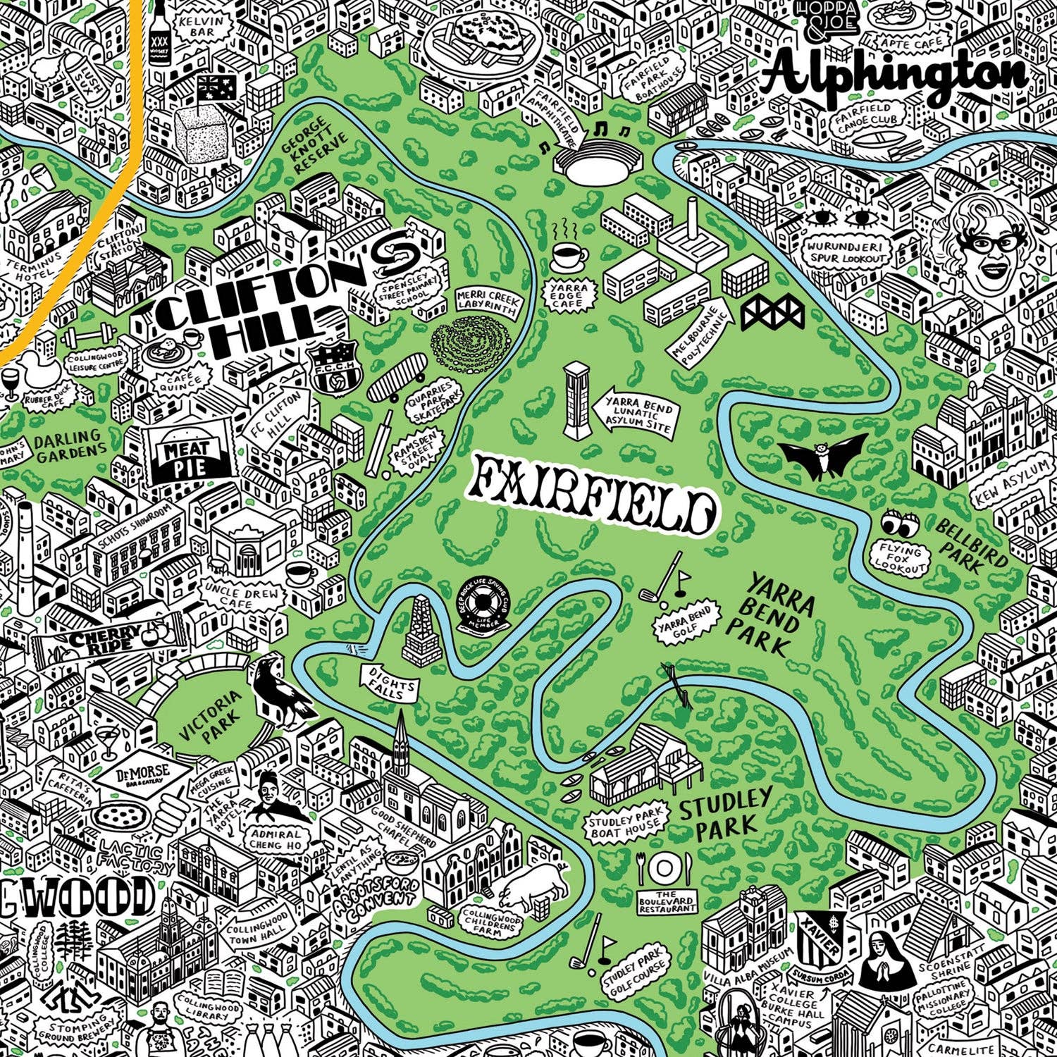 Evermade - Wholesale Art Print - Hand Drawn Map of Melbourne Art Print4