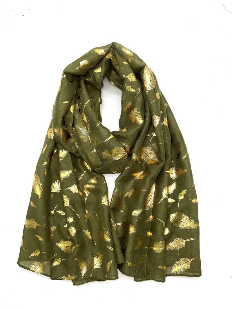 LINETA - Vente Écharpe – femme - B-6 Foulard avec dorure plume 3