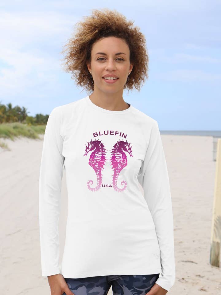 Lady's Twin Seahorses Solar Top för wholesale av Bluefin USA