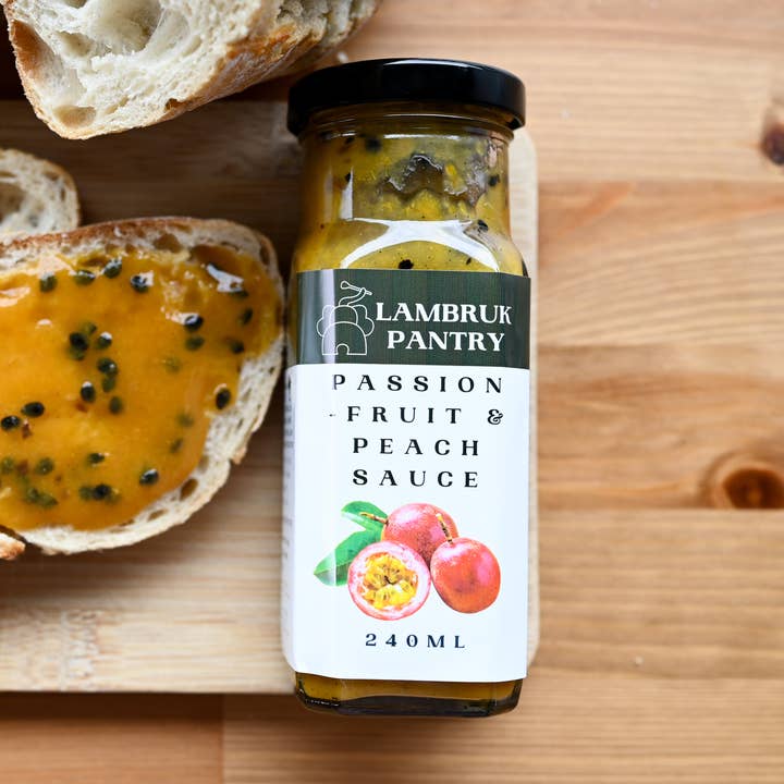 Passionfruit and Peach Sauce for wholesale by Lambruk Pantry