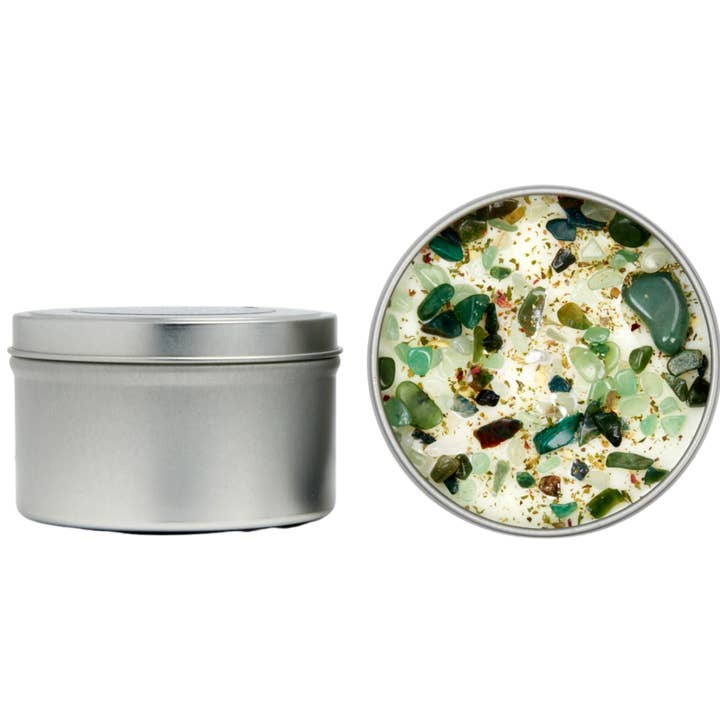 New Moon Beginnings - Wholesale Jar/Filled Candle - Seven Chakra Candles - Soy Candle - Herb & Crystal Candles11