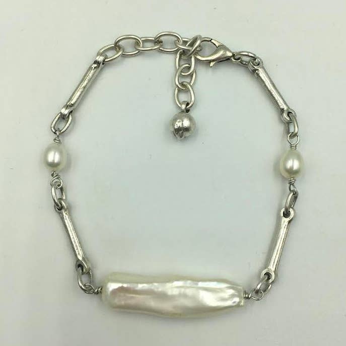 1VD3 baroque-look f.w. pearl silver plated bracelet for wholesale by Volare