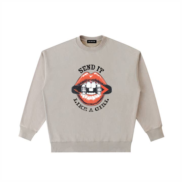 Send It Like A Girl Vintage Washed Sweatshirt for wholesale by LIKE A GIRL CLUB