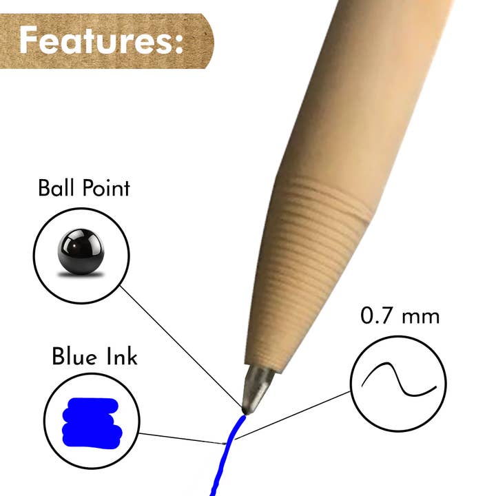 EcoVibe – wholesale Pen – Blue Ink Paper Ballpoint Pens - 24 Pack2