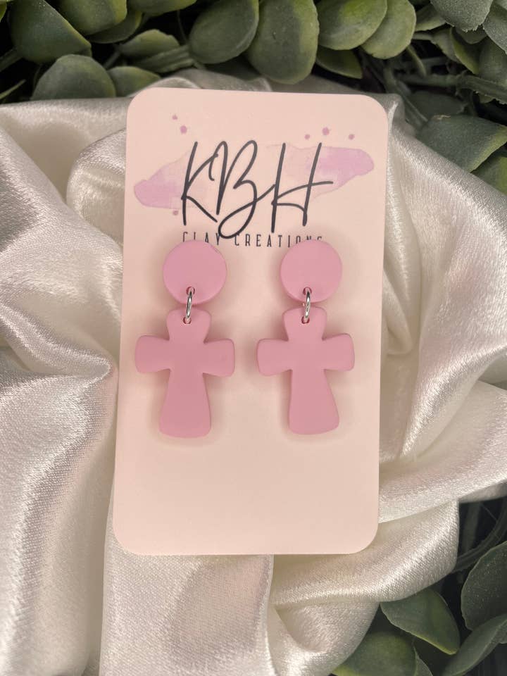 Cross Dangle Clay Earrings for wholesale by KBH CREATIONS