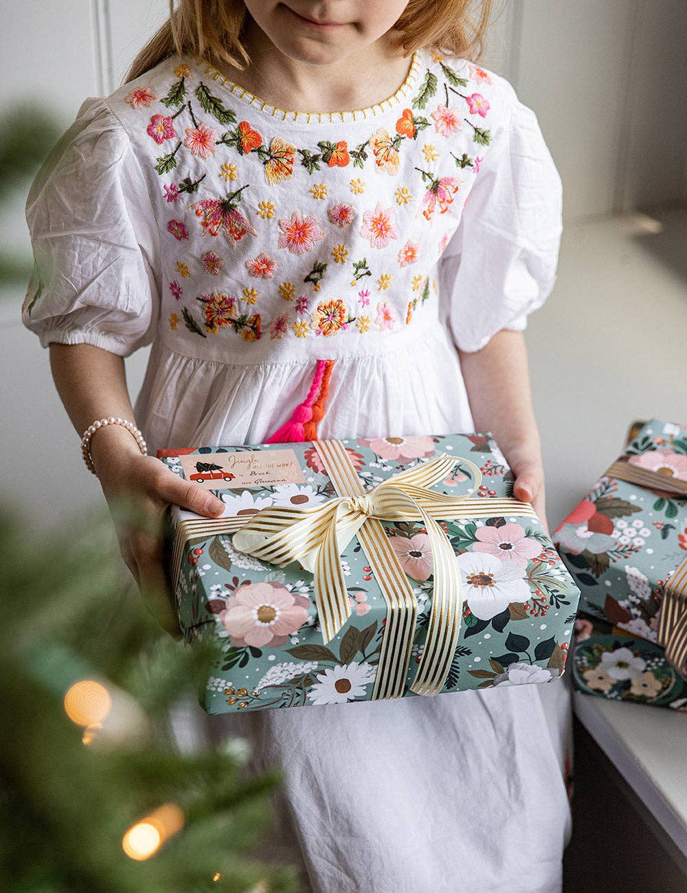 Bespoke Letterpress - Wholesale Flat Wrap - Christmas Ornaments / Floral Fields 6pk Gift Wrap1