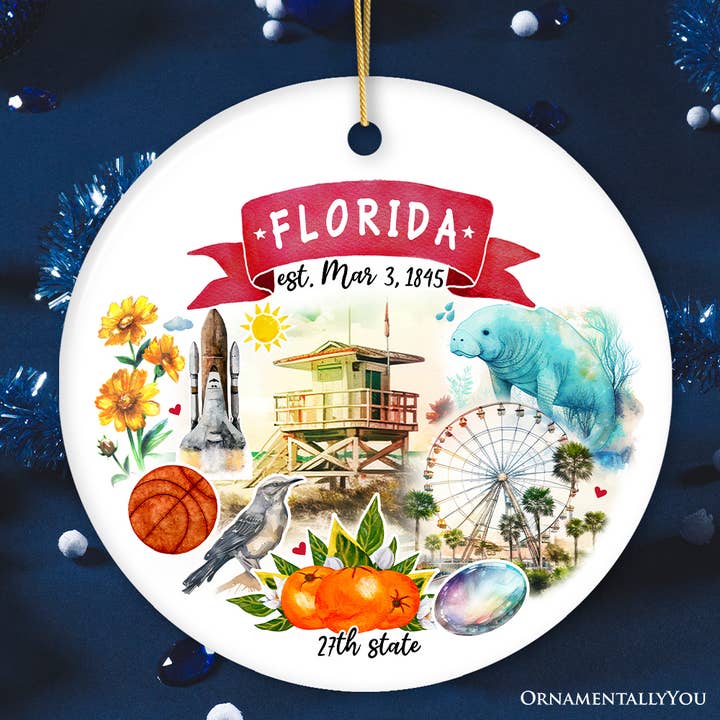 Artistic Florida State Themes Christmas Ornament for wholesale by OrnamentallyYou