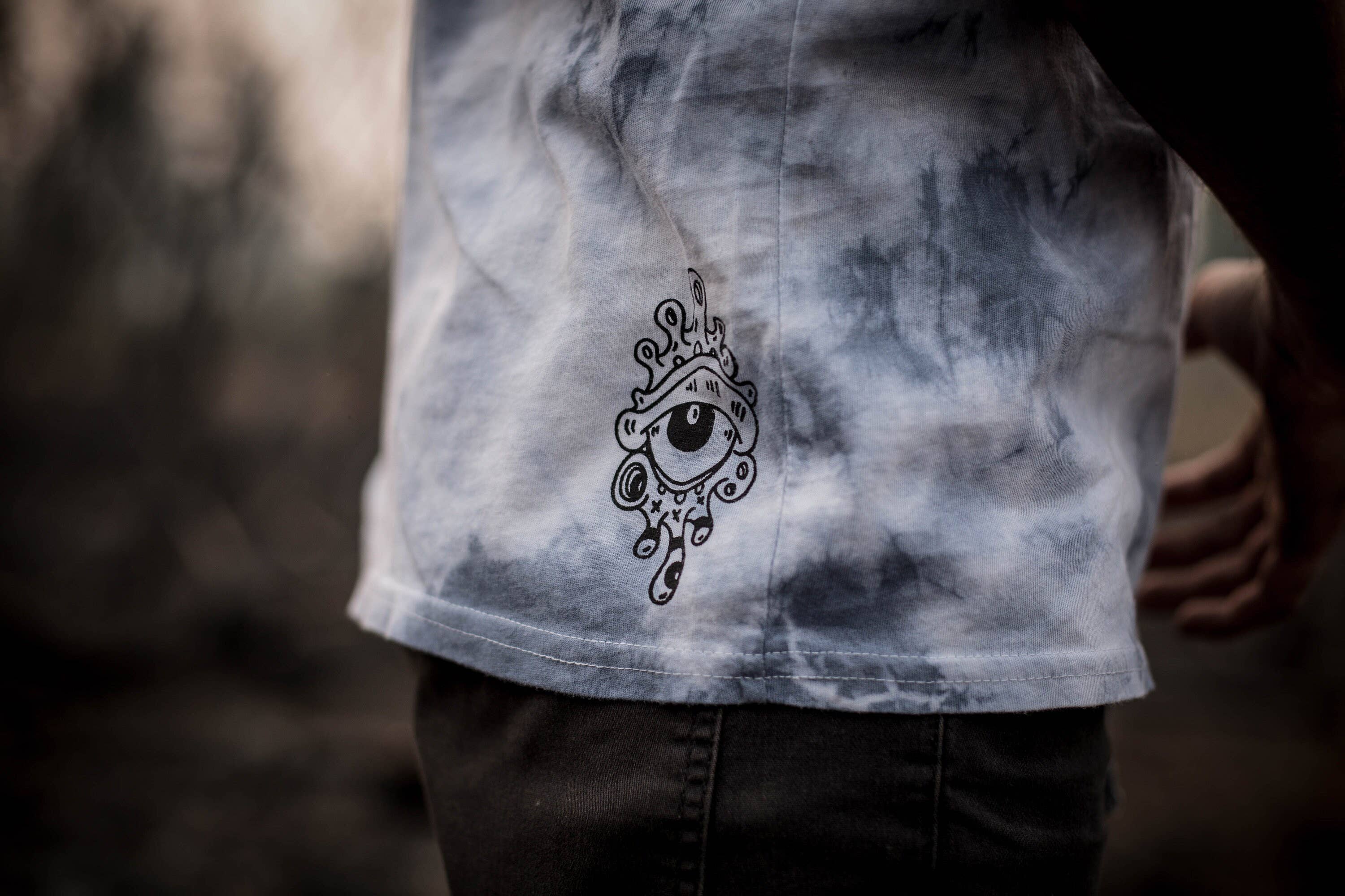 Sacred State Design - Wholesale Screen Printed T-Shirt - Men's - Pyramid Oracle Hourglass & Scythe Blue Dyed T-Shirt3