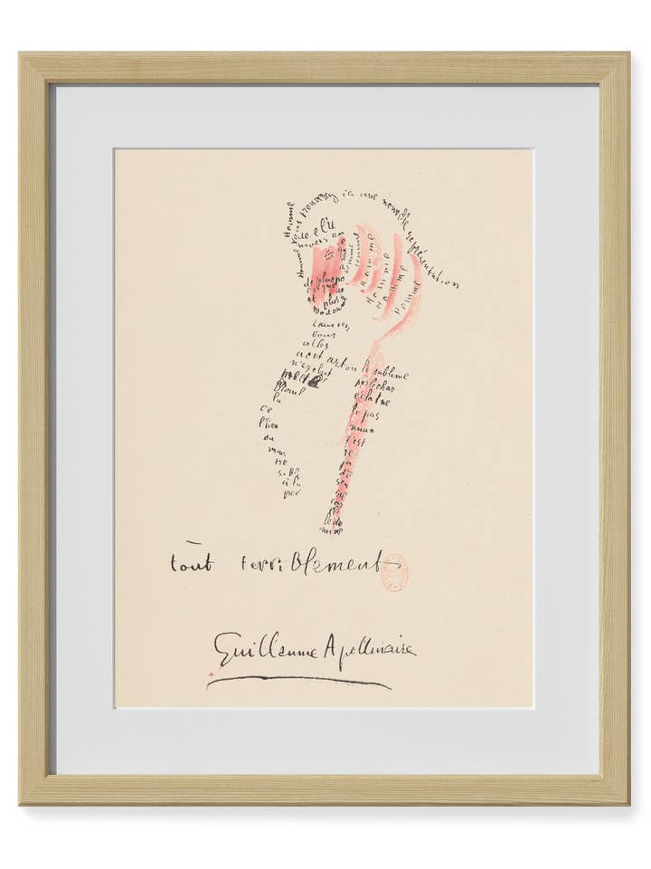 Calligramme d’Apollinaire – Tout terriblement pour la vente par Les Jolies Planches