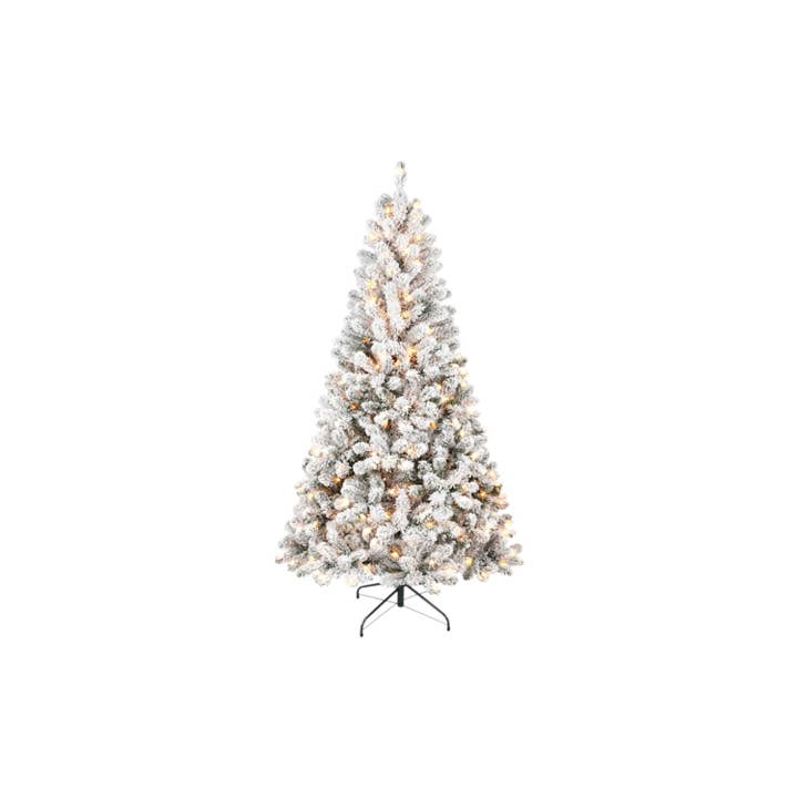HomeRoots - Wholesale Artificial Christmas tree - 5' Pre Lit Full Flocked Spruce Christmas Tree
