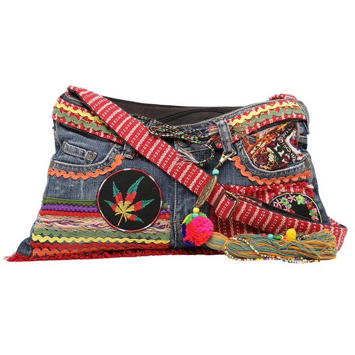 Embellished Denim Multi Utility Sling Bag for women-Onda for wholesale by KOMPANERO
