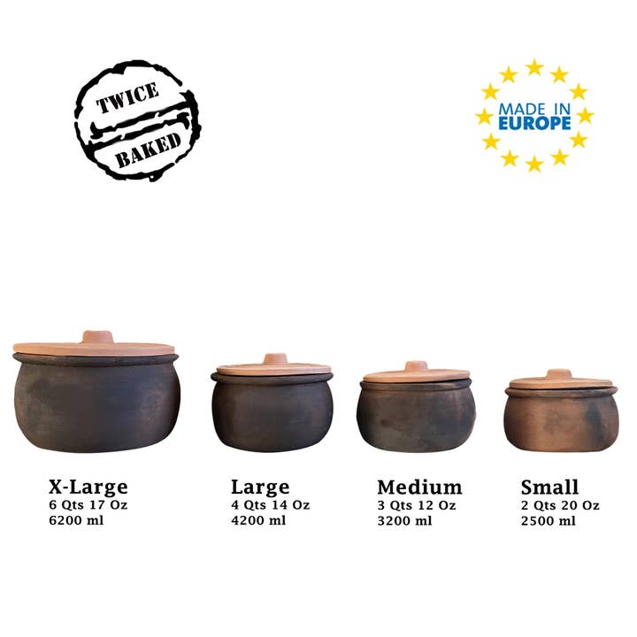 Hakan - Wholesale Cooking pot - Twice-baked Terracotta, Unglazed Clay Cooking Pot with Lid6