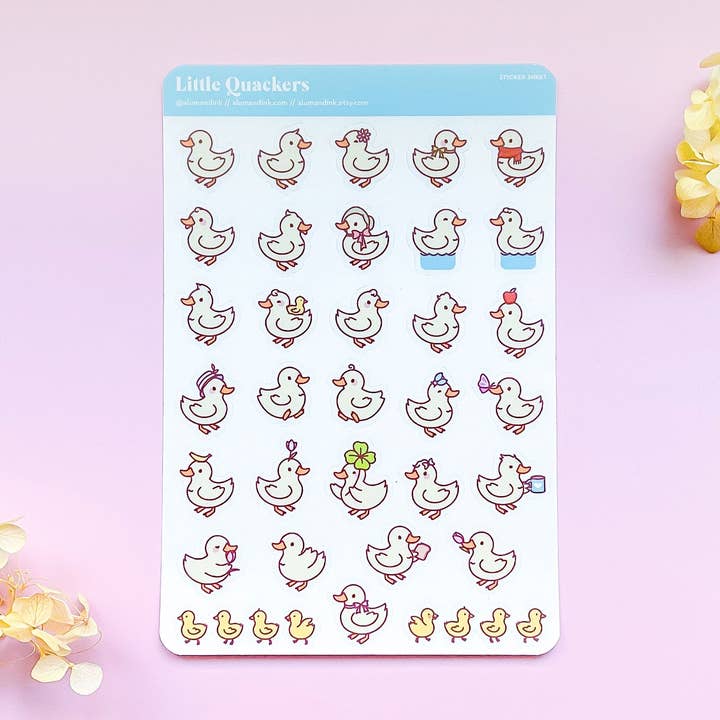 Little Quackers Clear Vinyl Sticker Sheet for wholesale by Alum and Ink