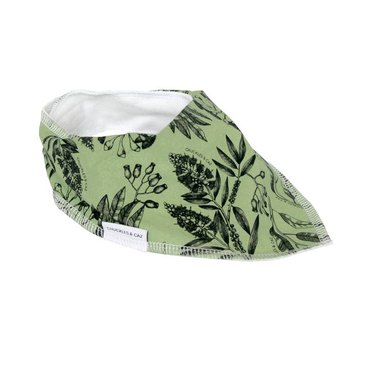 Chuckles & Caz - Wholesale Bib – Baby - Green Gumleaf Dribble Bib3