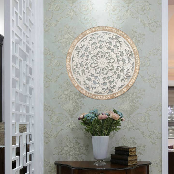 Paris Loft Inc - Wholesale Dimensionele/3D-muurkunst - Houten wanddecoratie met gesneden bloemen op de boerderij