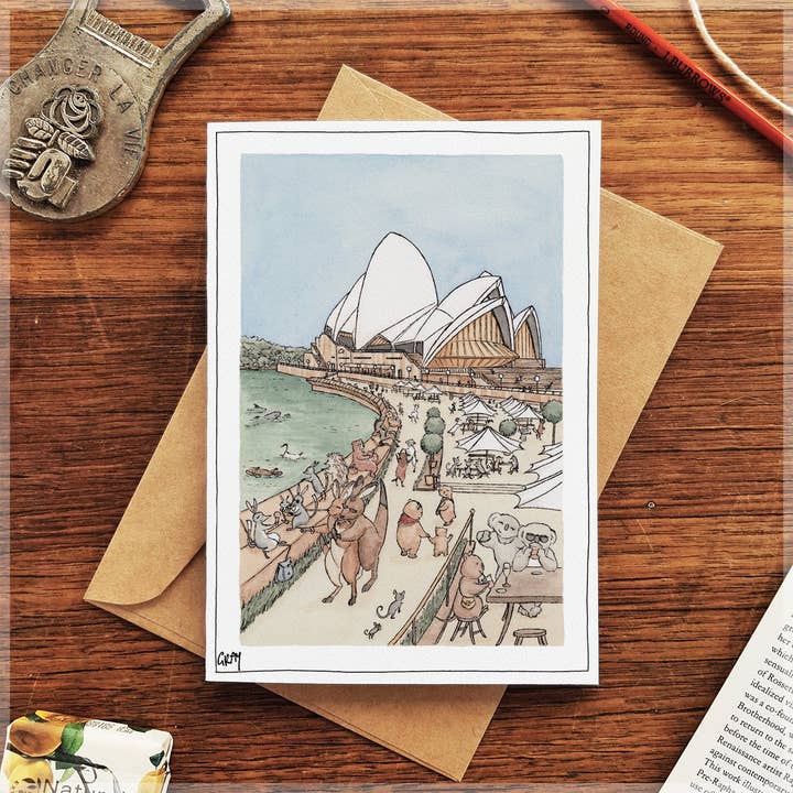 Opera House Outing - Greeting Card for wholesale by Erlenmeyer Art