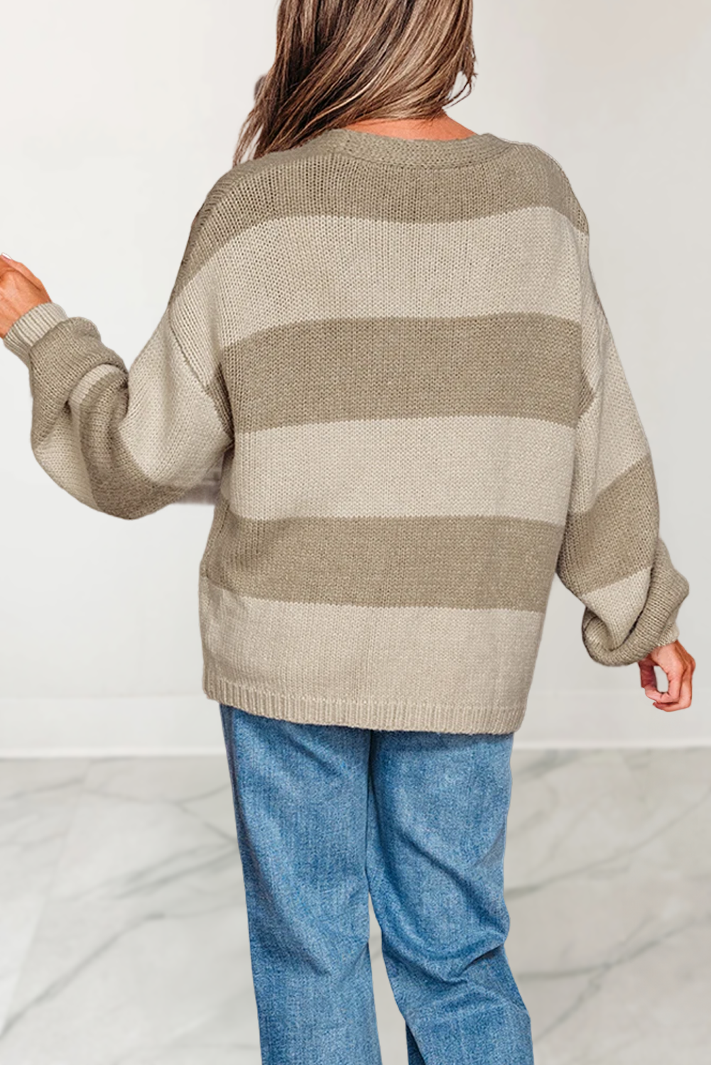 As shown Stripe Colorblock Knit Tie Front Sweater Cardigan | S-XL for wholesale on Faire1